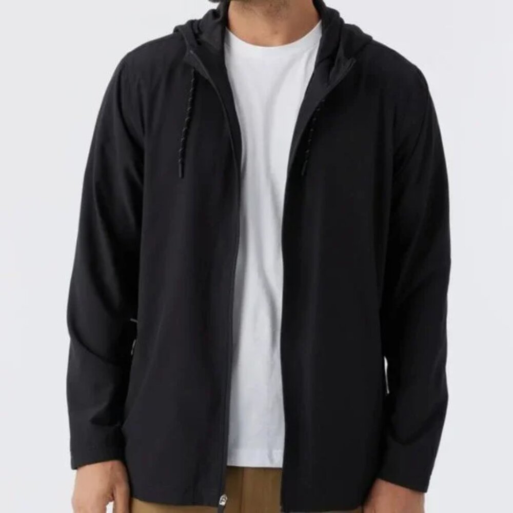 New Voyager Men's Black Hybrid Weather Resistant Hoodie / Jacket, size M